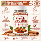 Frasco de Metaqua Canela de Ceilán con canela en rama y cápsulas, 30 cápsulas